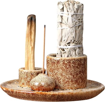 Dailygoods- Wierookschaal 4-in-1 multifunctioneel - Wierookbrander - Keramische Rookschaal - Asvanger - Dienblad - Geschikt voor meditatieruimte