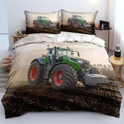 Parure de lit avec housse de couette et taie d'oreiller pour garçons, motif tracteur, impression 3D, textile pour la maison, pour lit double, Queen, King, cadeau pour enfants 135x200cm 2pcs