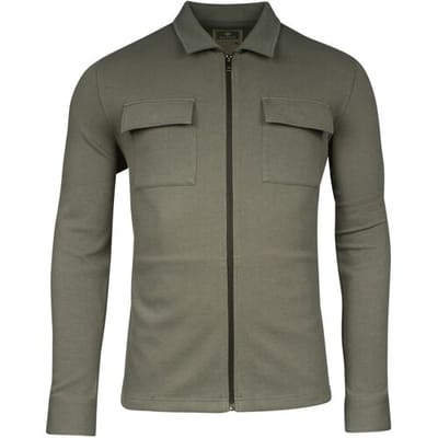 Baileys Vest Sweat Cardigan Overshirt Full Zip Piqué Interlock Olijf Groen / male