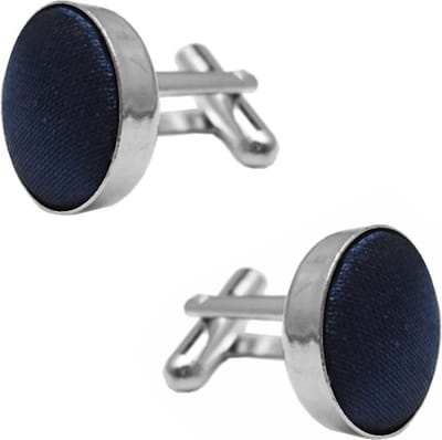 Fako Bijoux - Manchetknopen - Staal & Zijde - 16mm - Donkerblauw