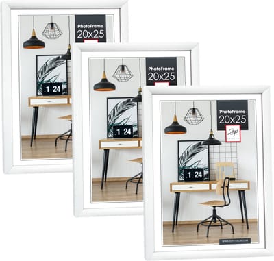 Zep Fotolijst - 3x stuks - wit - kunststof - voor foto van 20 x 25 cm - staand / hangend