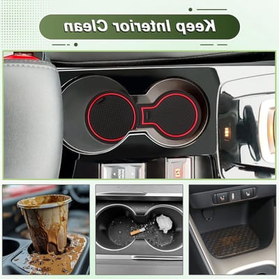 Anti-slip Rubber Matten voor Peugeot 208 E-208 2020-2025 - Console, Cup Holder en Deurgroef Accessoires (Rood)