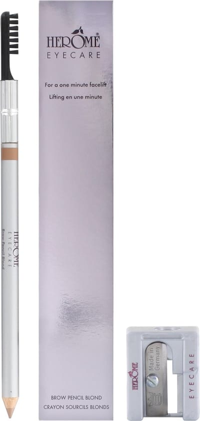 Herome Eye Care Wenkbrauwpotlood Blond - Brow Pencil - met Borsteltje, Stevige Potloodpunt en Puntenslijper