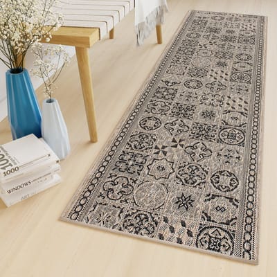 Tapiso Melissa Loper Laagpolig Bruin Mozaiek Indoor Outdoor Vloerkleed Maat- 80x250
