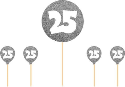 Folat - Taart Topper Zilverkleurige 25 Jaar
