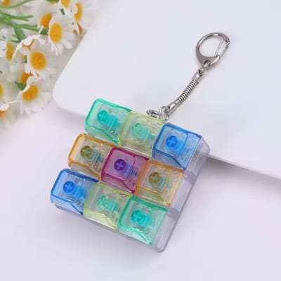 DIY LED Toetsenbord Fidget Sleutelhanger 9 Toetsen Klikknop Stressverlichting Sleutelhanger voor Volwassenen Bureau Vinger Oefening Toetsenkap gray