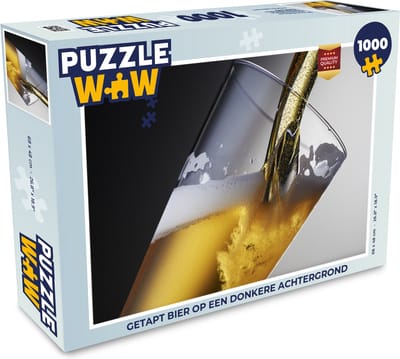 Puzzel Getapt bier op een donkere achtergrond - Legpuzzel - Puzzel 1000 stukjes volwassenen