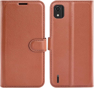Coverup Hoesje - Geschikt voor Nokia C2 2E Hoesje - Coverup Book Case - Bruin