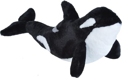 Wild Republic Pluche dieren knuffels Orka - zwart/wit - 30 cm - Knuffels - zeedieren speelgoed