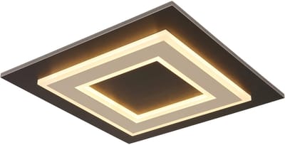 LED plafondlamp Woonkamerlamp Plafondlamp paneel structuur, MDF kunststof metaal, 24W 680lm warm wit, LxBxH 32x32x5,5 cm