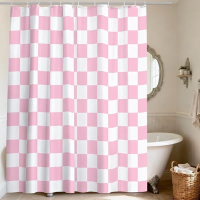 Retro Diamantpatroon Douchegordijn 180 x 200 cm - Waterdicht, Schimmelbestendig en Inclusief 12 Haakjes voor Vintage Badkamerdecoratie
