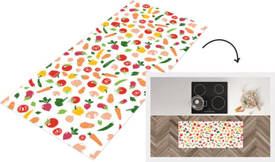 Keukenloper - Loper keuken - Groenten - Regenboog - Vegan - Patroon - 120x50 cm - Keukenloper vinyl