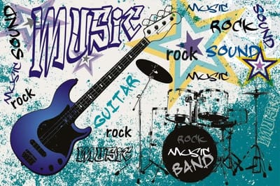 Fotobehang - Blue Guitar 375x250cm - Vliesbehang