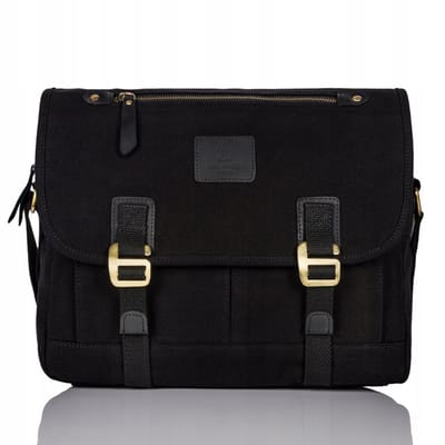Paolo Peruzzi Vintage Herentas Zwart Canvas Schoudertas T-17-BL