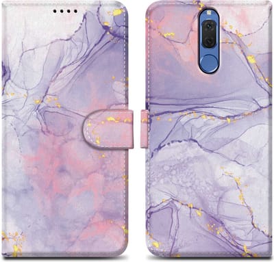 Cadorabo Hoesje geschikt voor Huawei MATE 10 LITE - Design Roze Paars Marmer No. 5 - Beschermhoes Case Cover met magnetische sluiting, standaardfunctie en kaartvakje