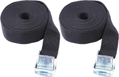 DW4Trading Spanband met Gesp 3 Meter - Sjorband - Bagagegordel - Set van 2 Stuks - 25 mm Breed - Zwart