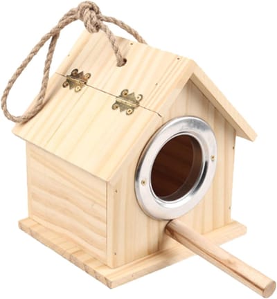 Houten Vogelhuisje - Nestkastje - Houten Vogelnest - Rustplaats voor Volièrevogels - Kweekkastje voor Kleine Vogels - Verblijf voor Kleine Vogels - 15*13*16.7 cm - M