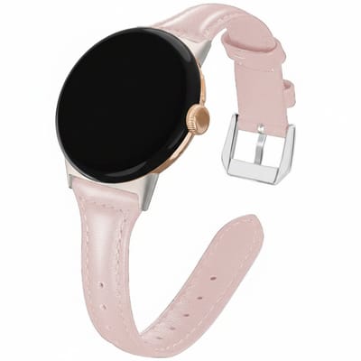 Leren bandje - geschikt voor Google Pixel Watch 4 (41mm) / Pixel Watch 3 (41mm) / Pixel Watch 2 / Pixel Watch - leer met rvs gespsluiting - roze