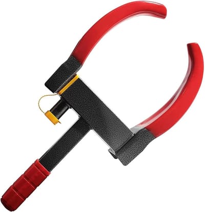 Wielklem - Bandklem Antidiefstal - Voertuig Beveiligen - Zichtbaar Felrood - 48 x 25 x 1 cm - Zwart Rood