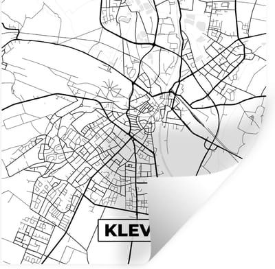 Muurstickers - Sticker Folie - Stadskaart - Kaart - Kleve - Plattegrond - 100x100 cm - Plakfolie - Muurstickers Kinderkamer - Zelfklevend Behang XXL - Zelfklevend behangpapier - Stickerfolie