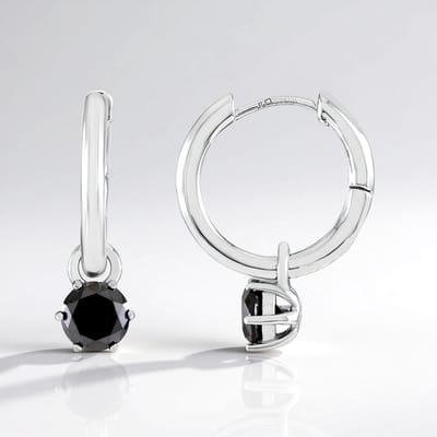 Cavill - Zilveren Oorbellen - 925 Sterling Zilver Gerhodineerd - 0,9 ct Afrikaanse Zwarte Diamant - Ronde Briljantslijp - Elegante Damessieraden