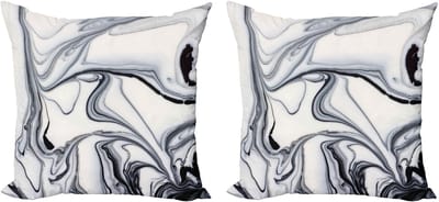 ABAKUHAUS Marmer Dekokussen – Kussenhoes 2x45x45 cm – Dubbelzijdig digitaaldruk – Zwart/Grijs