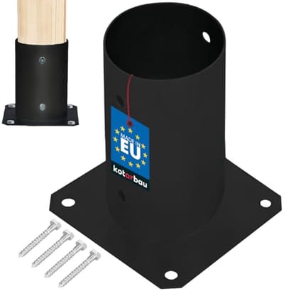 KOTARBAU® Paalvoet , Paalhouder, voor Schroefbevestiging, Gepoedercoat Staal, ⌀ 80 mm, Zwart, Paalsteun, voor Houten Balken en Pavillons, Duurzaam en Weerbestendig