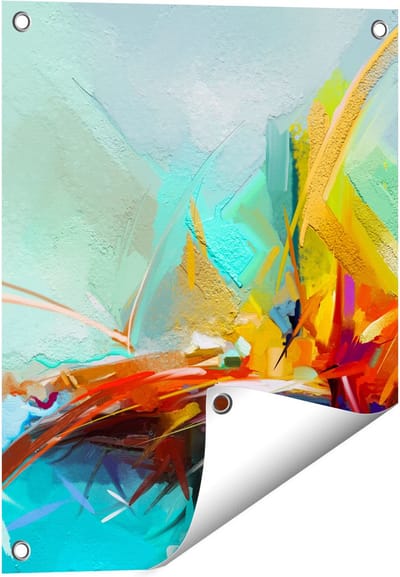 Gards Tuinposter Abstracte Kunst - Kampvuur - 40x50 cm - Tuindoek - Tuindecoratie - Wanddecoratie buiten - Tuinschilderij