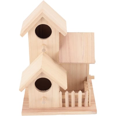 Nichoir en bois multifonctionnel pour jardin, décoration pour oiseaux en extérieur beige