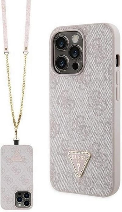 Guess 4G Triangle Crossbody Back Case - Geschikt voor Apple iPhone 13 Pro (6.1") - Roze