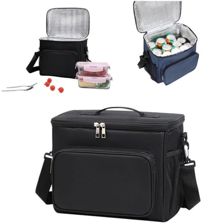 Geïsoleerde lunchtas – Herbruikbare lunchbox – Draagbare, zachte koeltas – Lekvrij ontwerp – Met verstelbare schouderband – Koeltas met grote inhoud – Picknicktas – Thermotas – Ideaal voor volwassenen (werk/picknicks) – 26 x 24 x 17 cm