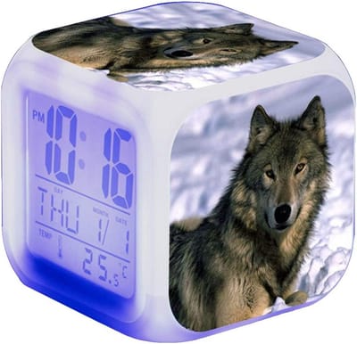 Digitale Wekker - Nachtkastje Klok - Wakker Worden - Zeven Kleuren Verlichting - 80x80x80 mm - Wit