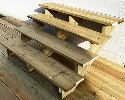 Houten Buitentrap Zonder Optreden - 4 Treden - 71cm Hoog - 120cm Breed