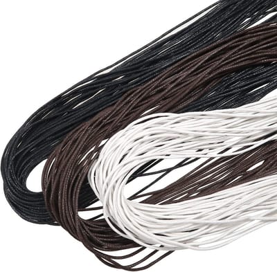 Waxed Wire 105m in Zwart, Bruin en Wit - 1.5mm Wax Katoen Draad voor Armbanden, Kettingen en Creatieve DIY Projecten