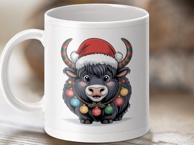Mok Kerst Yak Mok, Grappige Feestdagen Dier Mok, Schattige Kerst Koe Mok, Unieke Vakantie Cadeau Idee Mok, Kerstversiering Mok