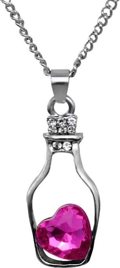 Fako Bijoux® - Ketting - Fles Met Hart - Fuchsia