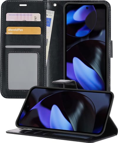 Hoesje - Geschikt voor Google Pixel 9 - Luxe Bookcase - Walletcase Hoes - Portemonnee - Cover - Telefoonhoes - Zwart