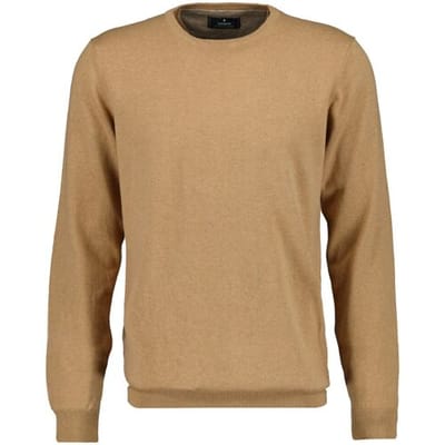 Ragman Trui Supersoft Knit Pullover Knitted Elbow Patches Zand / male