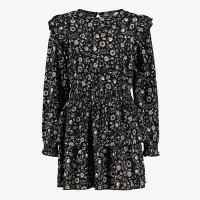 MyWay meisjes jurk met bloemenprint zwart wit - Maat 134/140