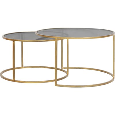 Light & Living Salontafel Duarte - Smoke Zwart/Goud - Ø65+Ø75cm - Klassiek,Luxe