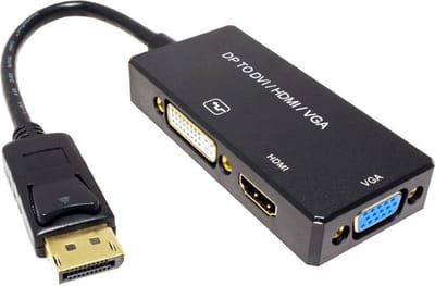 DisplayPort 1.2 naar HDMI, DVI en VGA adapter / zwart - 0,15 meter