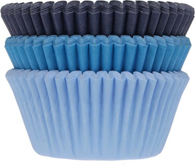 House of Marie Cupcake Vormpjes - Assorti Blauw - pk/75 - Baking Cups voor Muffins en Cupcakes
