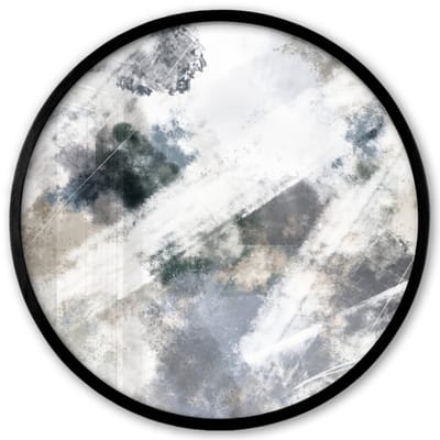 Poster in lijst Rond - Fotolijst 40x40 cm - Posters - Kunst - Patroon - Grijs - Wit - Ronde posterlijst zwart - Decoratie - Wanddecoratie woonkamer - Muurdecoratie slaapkamer