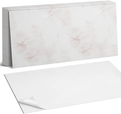 Coloray Plaktegels - Fijn marmerpatroon Zelfklevende Wandtegels - 40 cm x 20 cm - Romig Plaktegels - 10 stuks - Rechthoek PVC Tegels - Plaktegels Badkamer - Vloertegels Zelfklevend - Vinyl Tegels Zelfklevend - Portugese Tegels