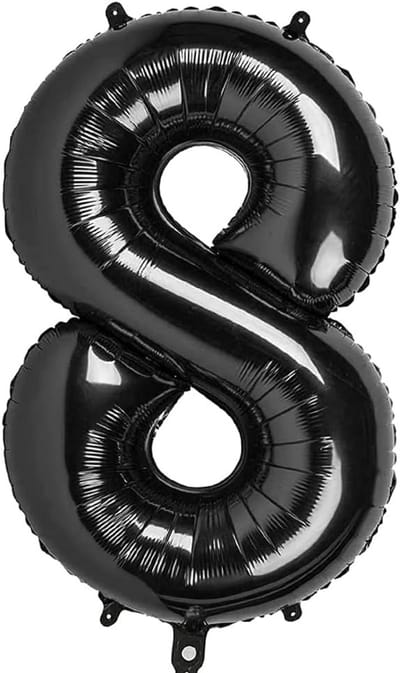 XXL Folieballon Cijfer 8 Zwart - 40 Inch (101cm) - Opblaasbaar met Helium of Lucht voor Feest en Decoratie