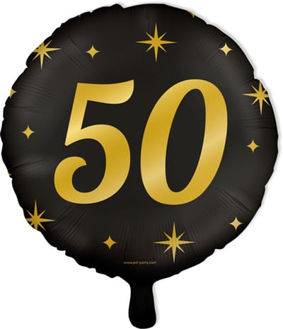 BTH - Folieballon 50 Jaar - Zwart-Goud - Verjaardag Versiering - Helium - Versiering - 50 Jaar - Versiering