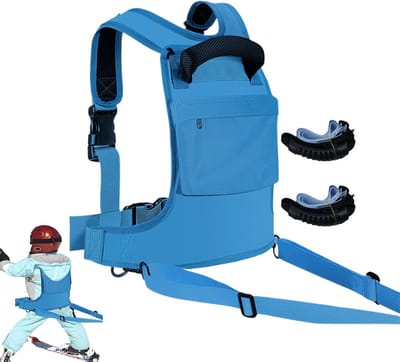 Kinder Ski Harnas - Ski Trainer Rugzak - Leren Skiën - Verstelbaar Ontwerp - 3-12 Jaar - Blauw Roze