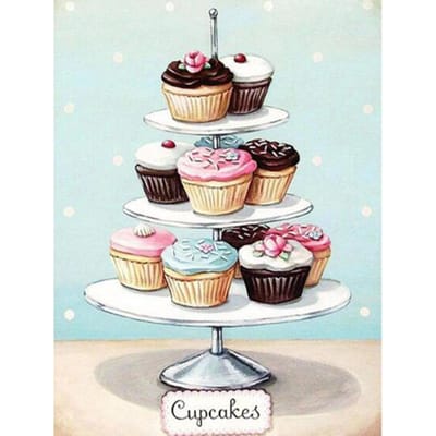 5D bricolage diamant peinture pâtisserie dessert gâteau autocollant mural mosaïque point de croix décor à la maison 20X30CM beige