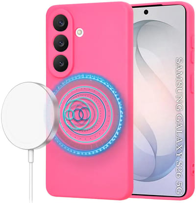 Hoesje geschikt voor Samsung Galaxy S26 - Techsuit Soft Flex Silicone Back Cover - Geschikt voor MagSafe - Hot Pink
