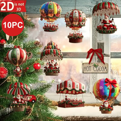 10 STUKS/SET 2D Kerstboom Hangdecoratie Navidad Feestartikelen 2025 Nieuwjaars Cadeau Festival Hanger Kerst Decoratie gray